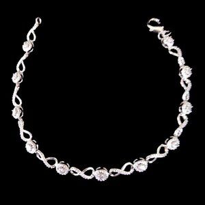 VINTAGE 925 Sterling Silver Infinity Circle Link Bracelet 2000s 6.7g